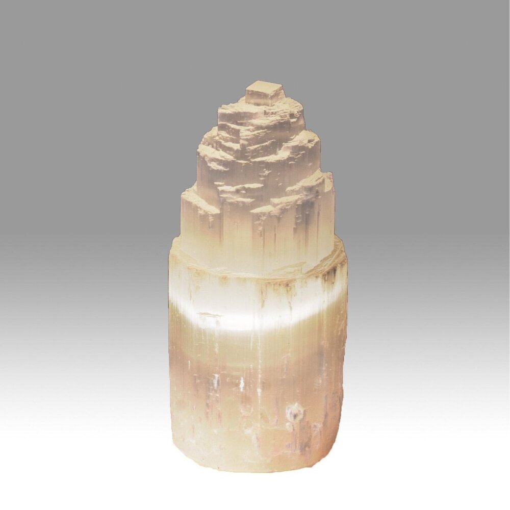 Selenite Table Lamp White Crystal Skyscraper Iceberg Light Tower Lamp  Flat Base